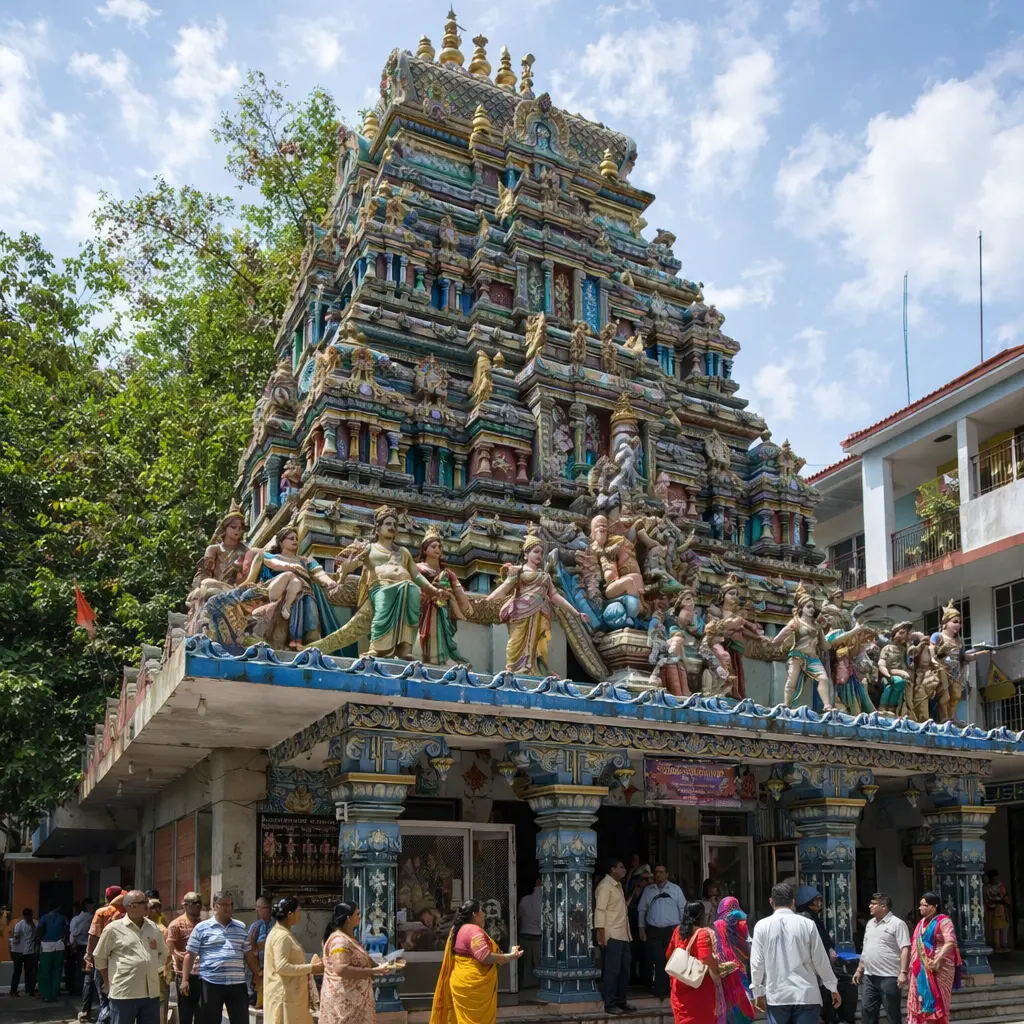 Neelkanth Mahadev Temple nestled in the lush hills near Rishikesh, dedicated to Lord Shiva, surrounded by dense forests and serene mountain views