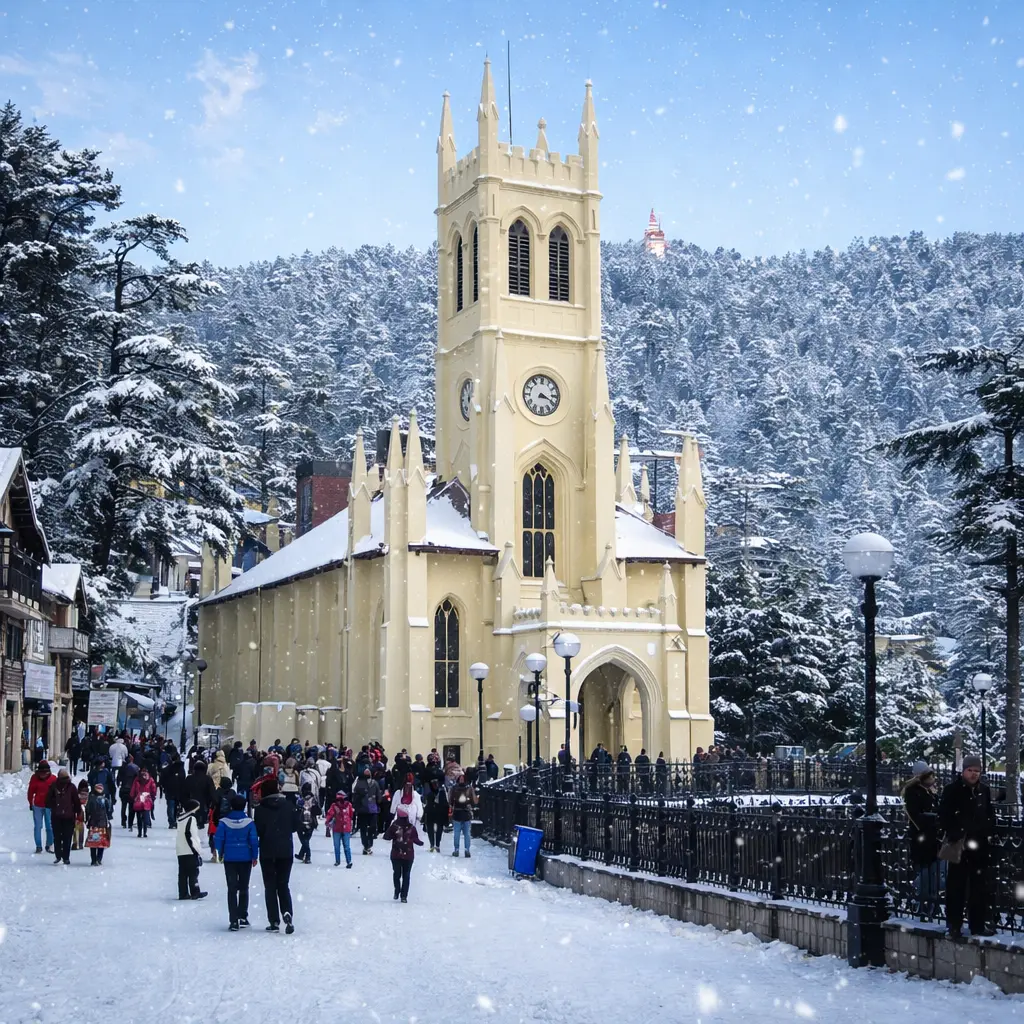 ✅ Historic Christ Church Shimla with mountain backdrop, popular tourist attraction