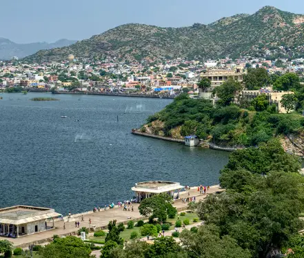 Ajmer city landscape with Ana Sagar Lake