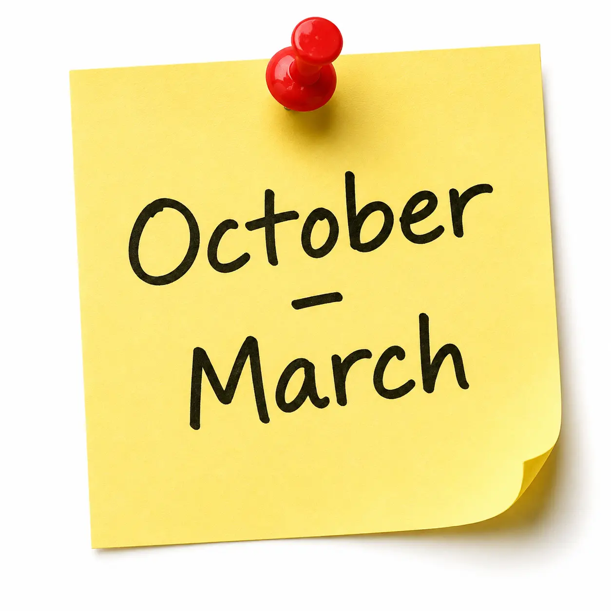 sticky note october to march